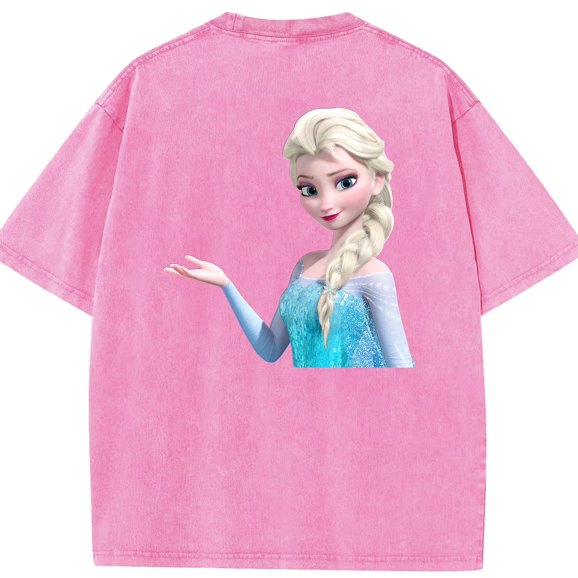 （画像用） アナと雪の女王 アンナ エルサ Frozen Anna Elsa 綿100% ヴィンテージ風 半袖Tシャツ（背面プリント）